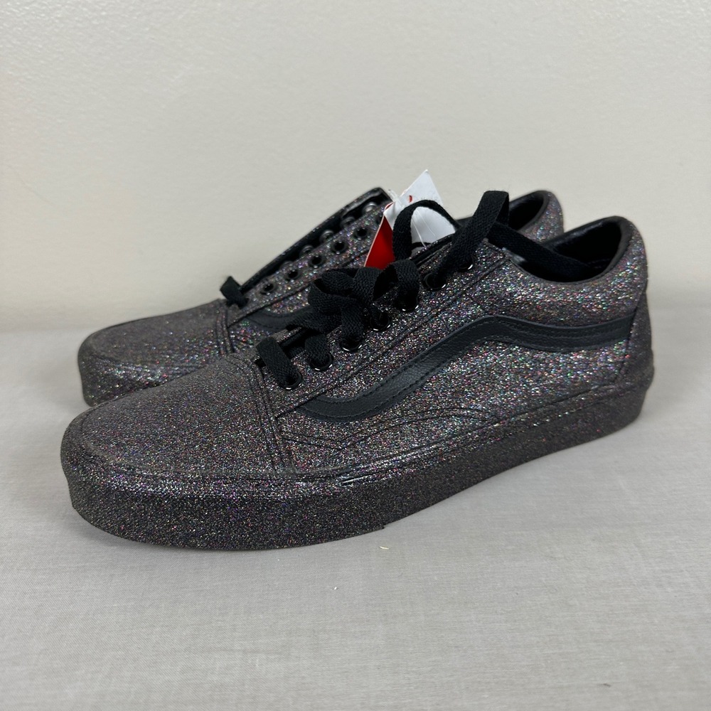 Vans Women's 9 Old Skool Black Multi-Color Glitter Low Top Sneakers y2k NEW